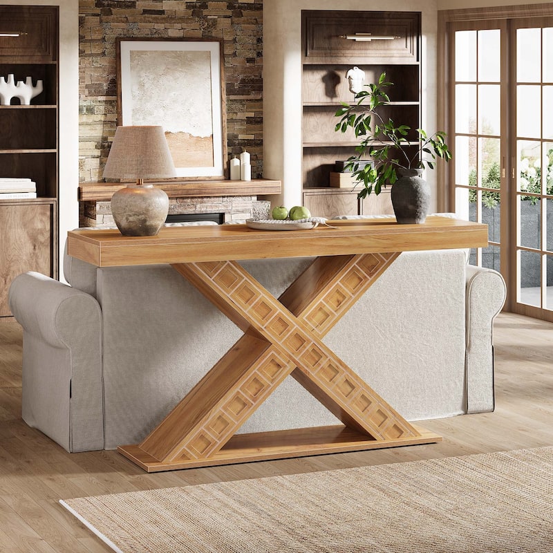 55 Inch Narrow Wooden Console Table for Entryway