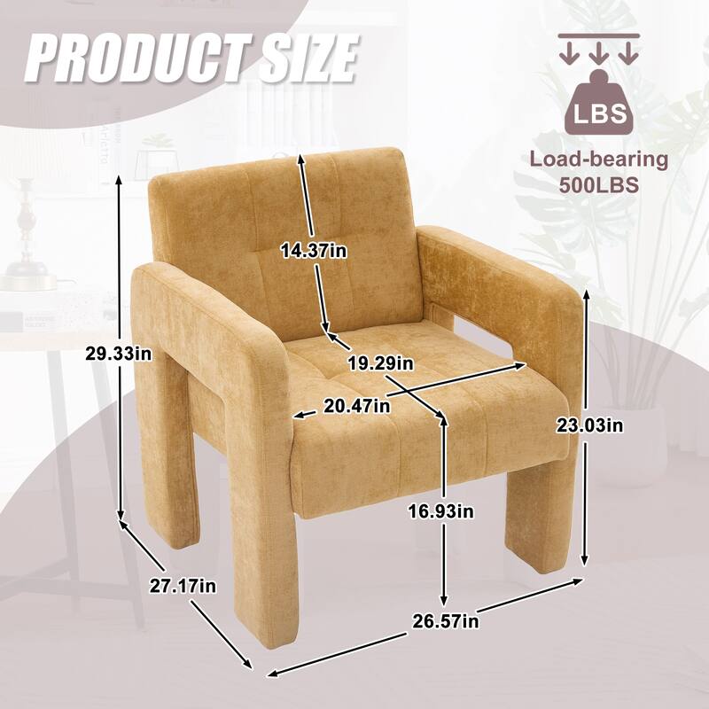 HOMEFUN Chenille Upholstered Tufted Comfortable Wood Frame Single Armchair