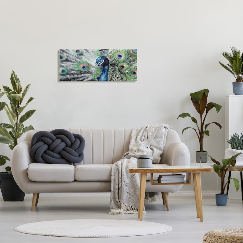 Stupell Elegant Feathers Painted Peacock Canvas Wall Art Design By Katherine Klimitas