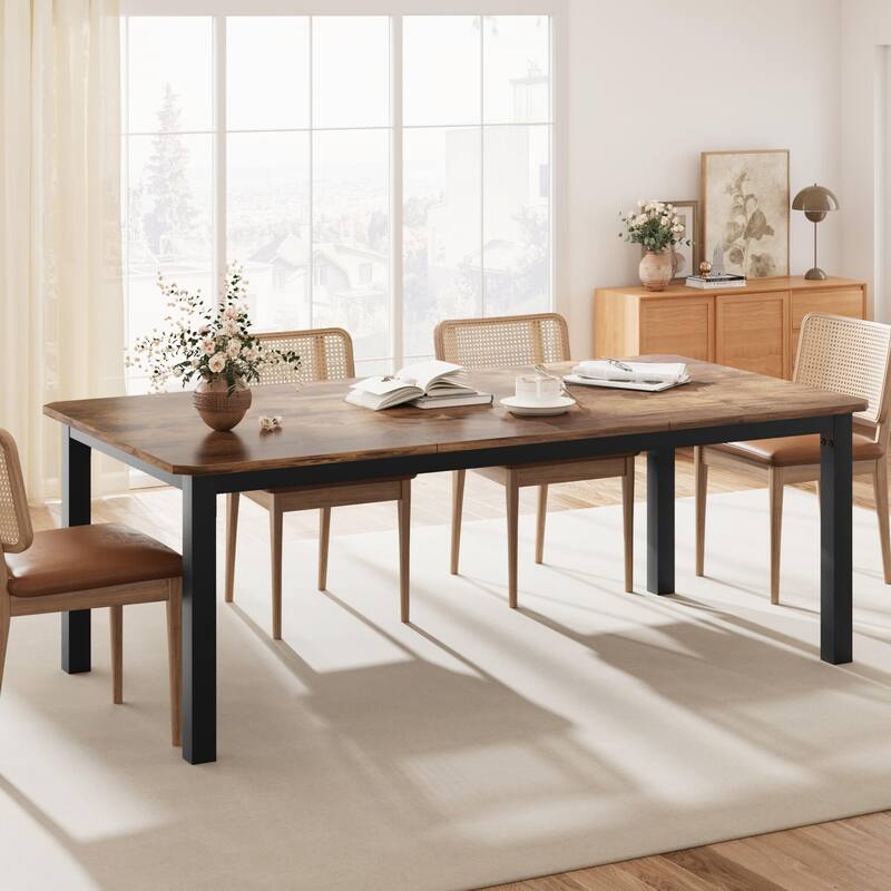 Dining Table for 6-8 People, 78.7" Rectangle Wood Kitchen Table