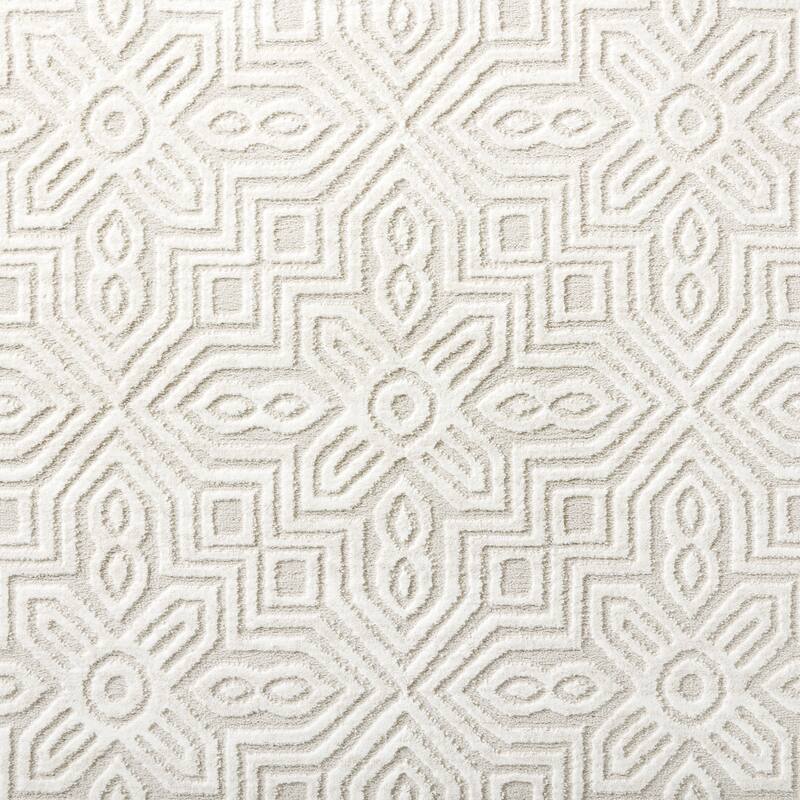 TOWN & COUNTRY LUXE Maya Medallion Tile Neutral Indoor Area Rug with High-Low Texture
