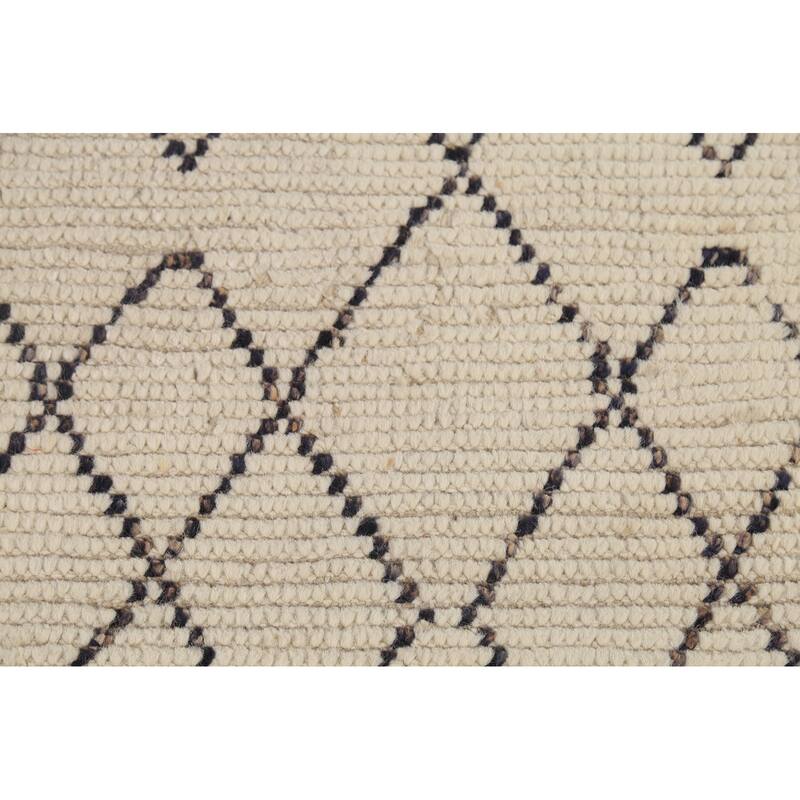 Trellis Geometric Moroccan Oriental Area Rug Hand-Knotted Wool Carpet - 3'10"x 6'8"