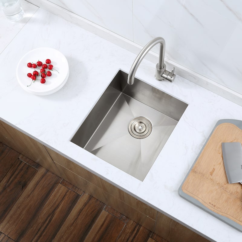 Luxier BBS16-18Z 16" Single Bowl Stainless Steel Undermount Bar Sink - 16