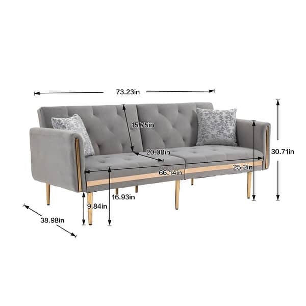 ConvertaCouch Sleeper Sofa Split Back Tufted Velvet Sofa Bed Bed