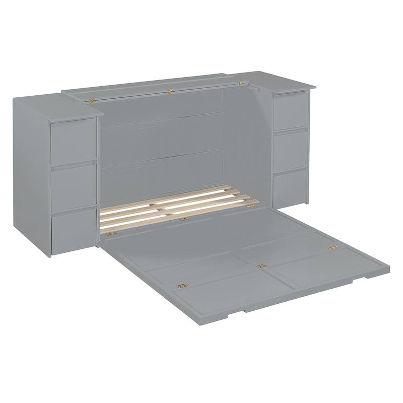 Modern Murphy Bed with Drawers, Cabinets, and USB Ports