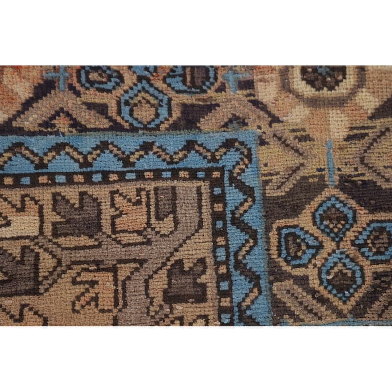 Garden Design Bakhtiari Persian Vintage Rug Handmade Blue Wool Carpet - 6'11"x 10'2"