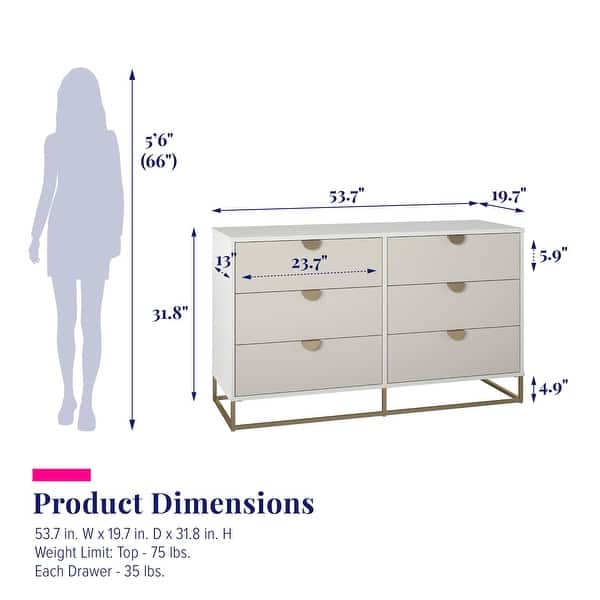 The Novogratz Kelly 6 Drawer Dresser - Bed Bath & Beyond - 36370539
