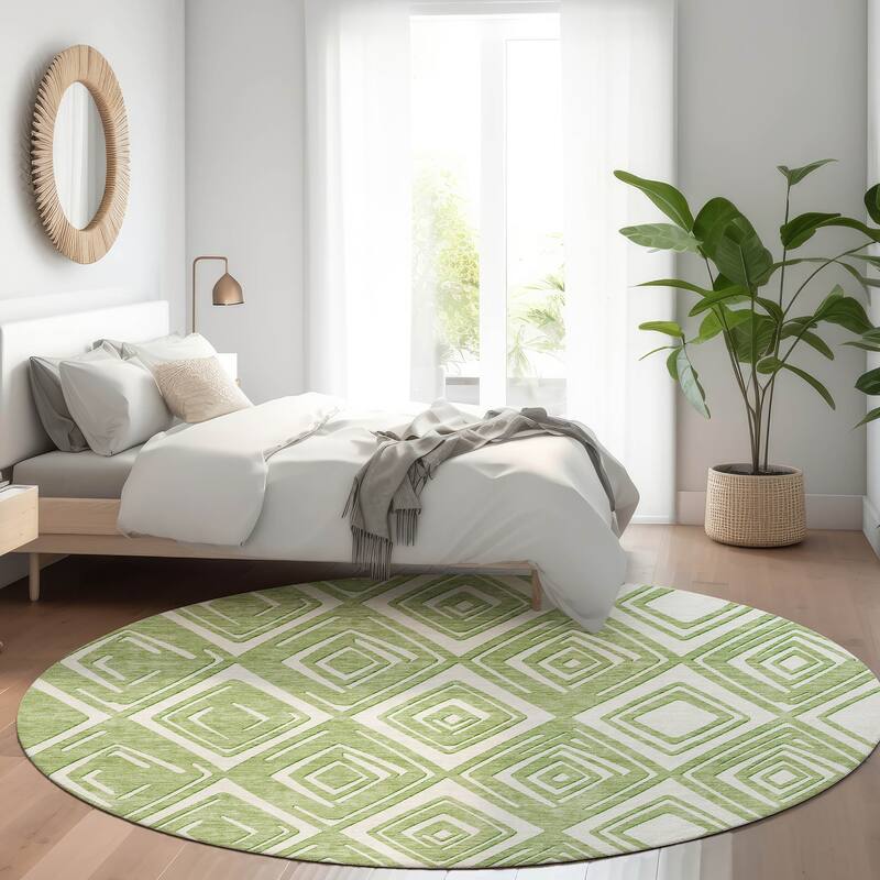 Premium Washable Super Soft Diamond Cascade Mayfield Rug - Green - 8' x 8'