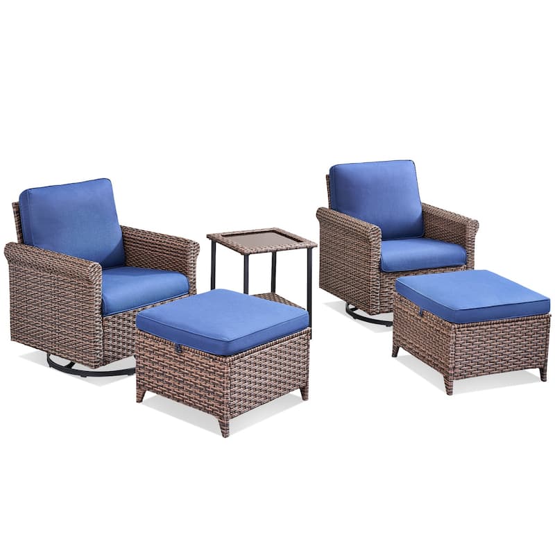 Pocassy Outdoor Sofa Swivel Chairs Patio Chair Funiture Set