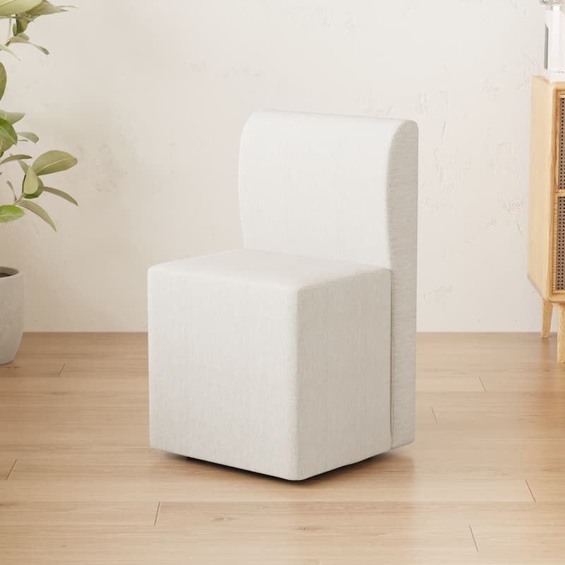 Two Piece Set Of Wheeled Dining Chairs, Modern Rolling Dining Chairs, Footstools With Wheels