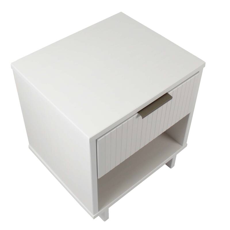 Modern Nightstand with Single Drawer Solid Wood Textured Design