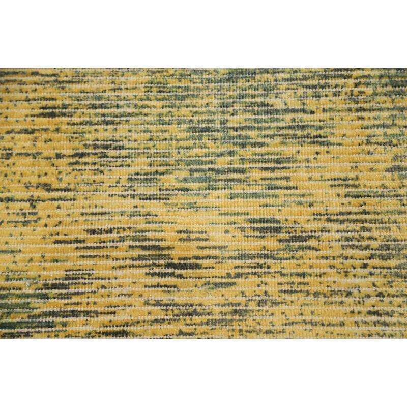 Hand Knotted Oriental Viscose Silk Carpet Modern Abstract Yellow & Gold Abstract Area Rug - 4' 0'' X 2' 0''
