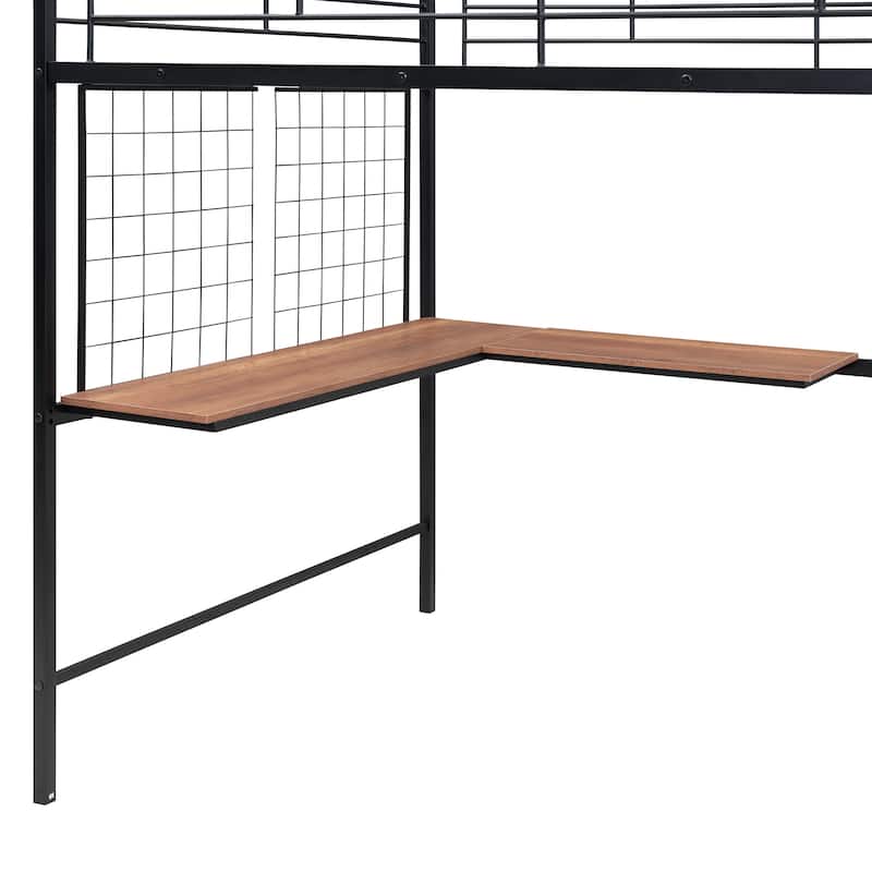 Modern Full Metal Loft Bed with Desk