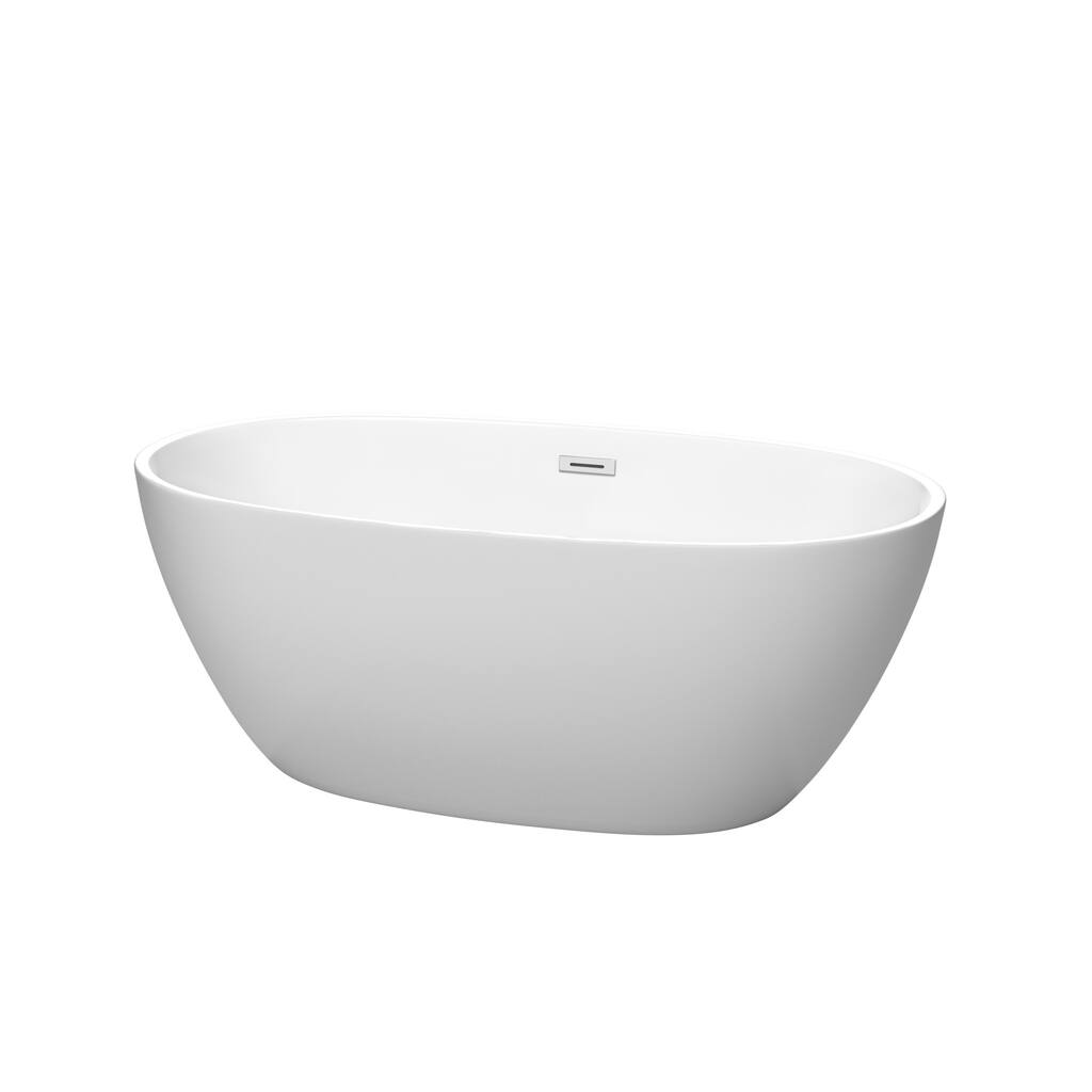 Wyndham Collection Juno 59-Inch Matte White Freestanding Bathtub