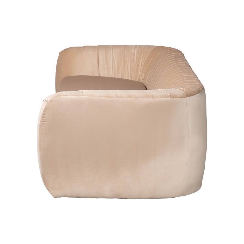 Adanna Glam and Luxe Champagne Beige Velvet Fabric Sofa