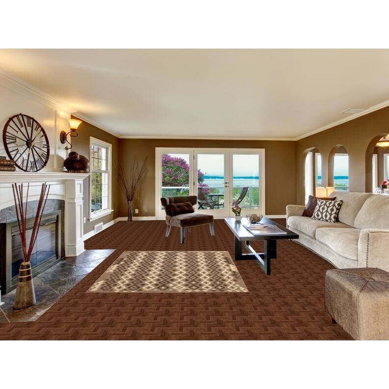 Hand Woven Oriental 100% Wool Carpet Southwestern All-Over Brown Kilim Area Rug - 6' 5'' X 5' 2''