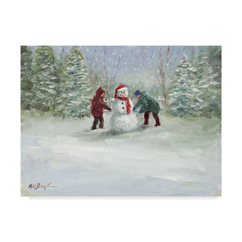 Mary Miller Veazie 'Snowman And Children' Canvas Art