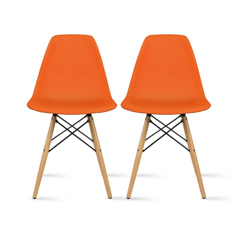 Plastic Eiffel Chairs Solid Wood Legs Molded Modern Armless Side Dining For Kitchen Work Office