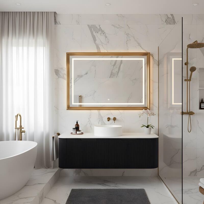 Wall Mounted Bathroom with White Round Ceramic Basin and Drawer