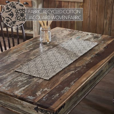 Custom House Black Tan Jacquard Runner 12x36