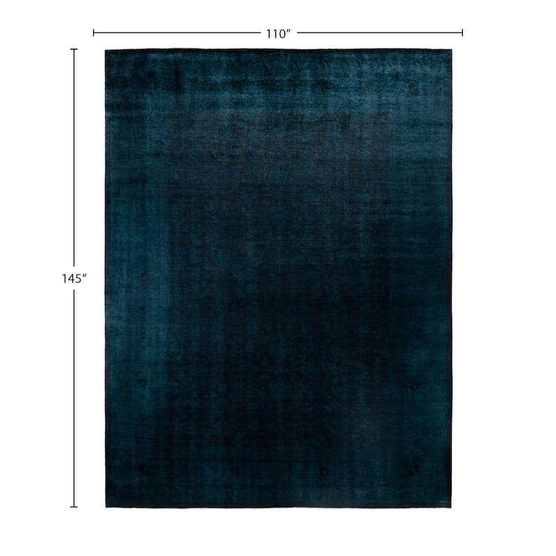 Overdyed One-of-a-Kind Hand-Knotted Area Rug - Blue - 9' 2" x 12' 1"