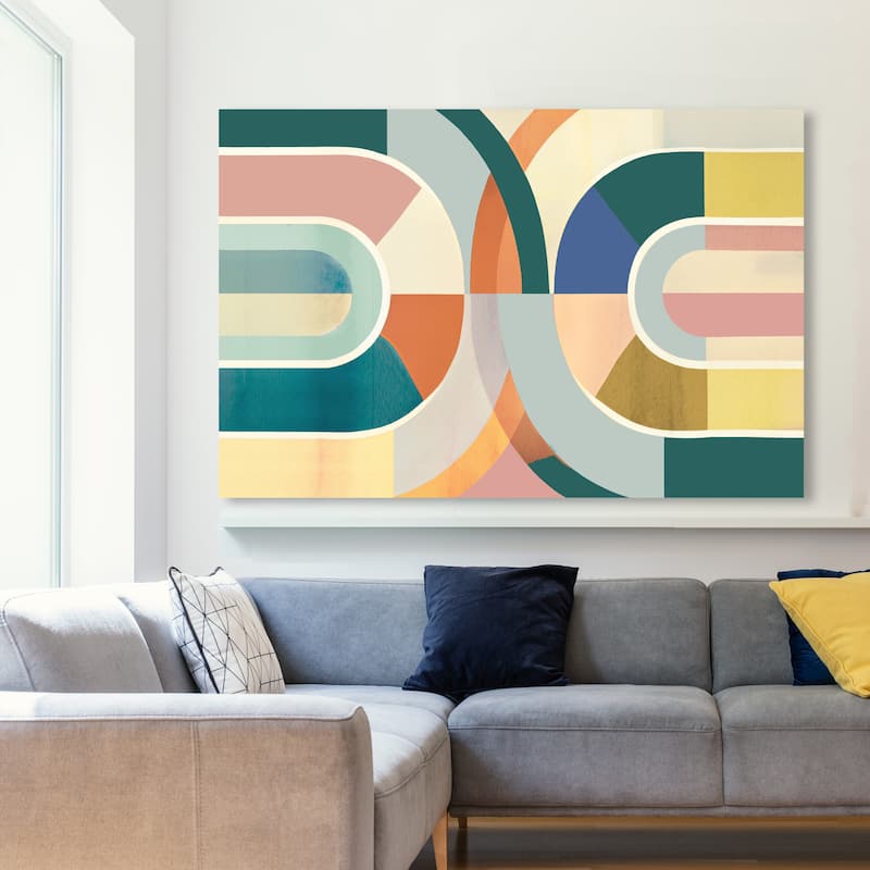 Wynwood Studio Canvas Abstract Because it Works well Green and Dark Green Mid-Century Modern Wall Art Canvas Print - 36 x 54
