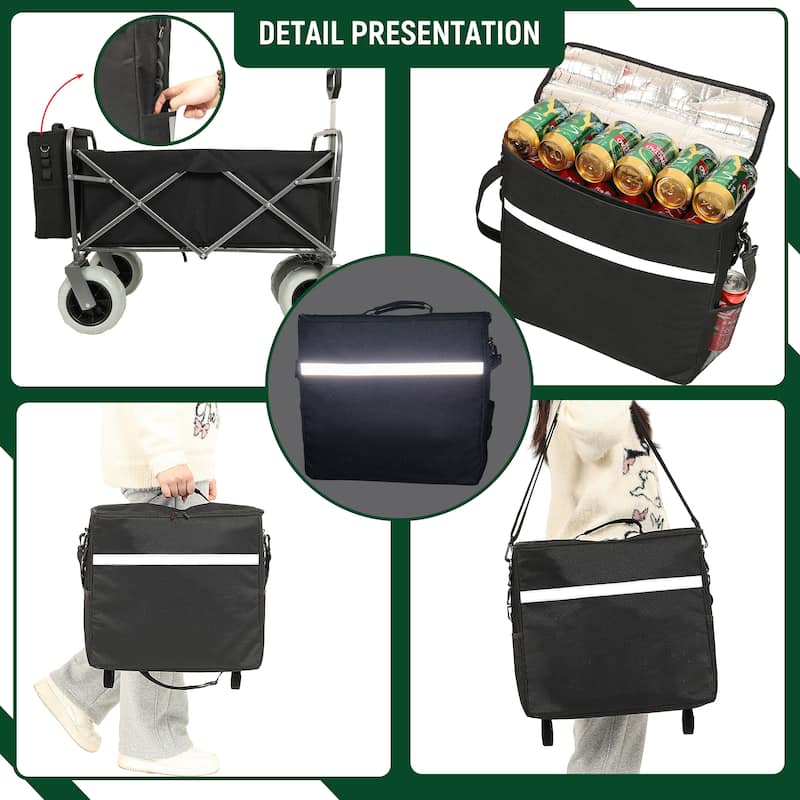Heavy-Duty 500lb Beach Wagon - 9" Pneumatic Tires All-Terrain Steel Cart with Multi-Use Bag