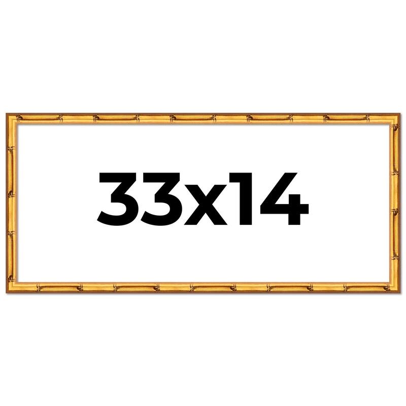 33x14 Frame Gold Bamboo Picture Frame Modern Photo Frame Includes UV Acrylic Shatter Guard Front Acid Free Foam Backing Board