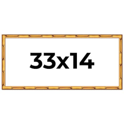 33x14 Frame Gold Bamboo Picture Frame Modern Photo Frame Includes UV Acrylic Shatter Guard Front Acid Free Foam Backing Board