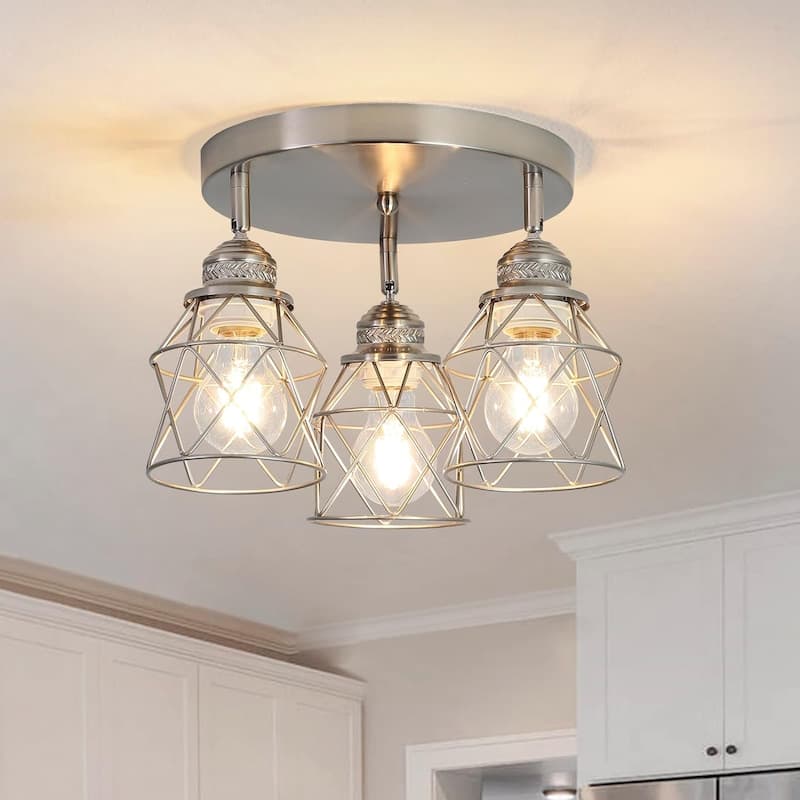 3-lights kitchen light nickel entryway light metal, ‎iron ceiling lamp