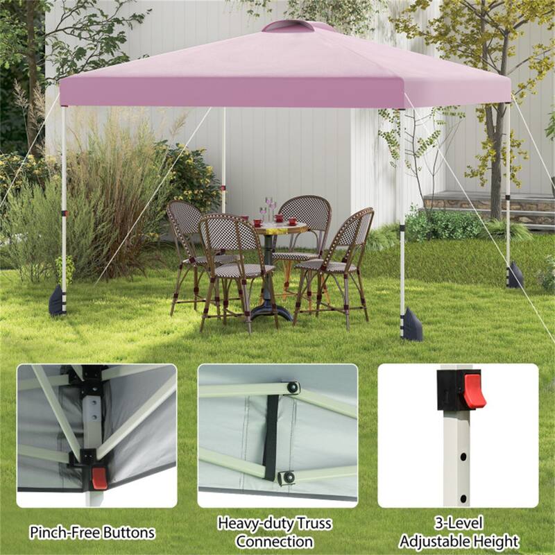 10x10 ft Portable Outdoor Pop-Up Tent Canopy Tent with Adjustable Height for Backyard or Beach