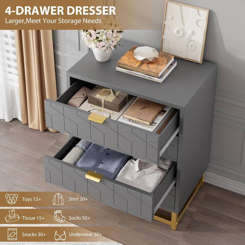 Drawer Dresser, Small Dresser＆Chest of Drawers, Modern Nightstand for Bedroom, End Table with Drawer