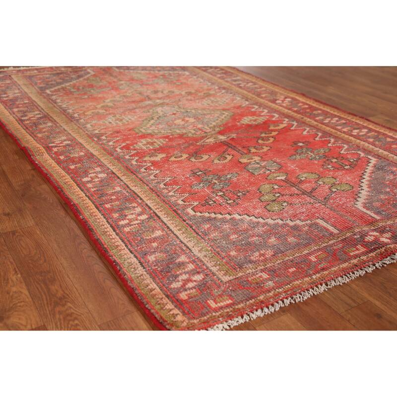 Hand Knotted Oriental 100% Wool Carpet Traditional Geometric Red Hamedan Area Rug - 6' 4'' X 4' 0''
