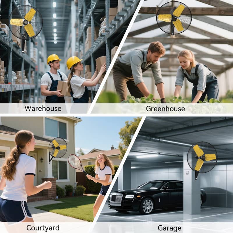 24" Outdoor Industrial Oscillating 3-Speed Heavy Duty Wall Mount Fan