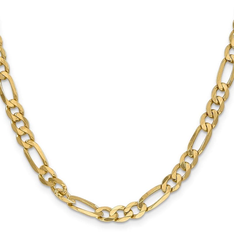 Curata 14k Yellow Gold Solid Polished 6.25mm Flat Figaro Chain Bracelet Lobster Claw