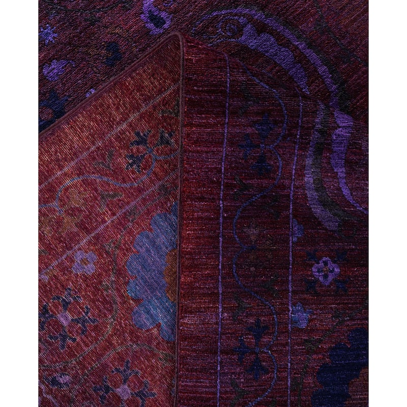 Overdyed One-of-a-Kind Hand-Knotted Square Area Rug - Red - 12' 1" x 12' 4"