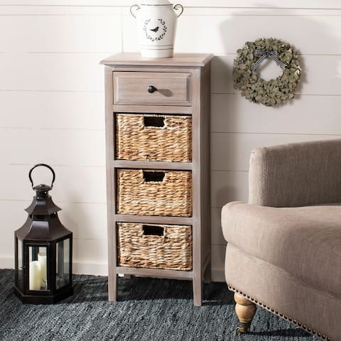 SAFAVIEH Michaela Winter Melody 4-Drawer Storage Side Table - 15" x 11.8" x 35.8"