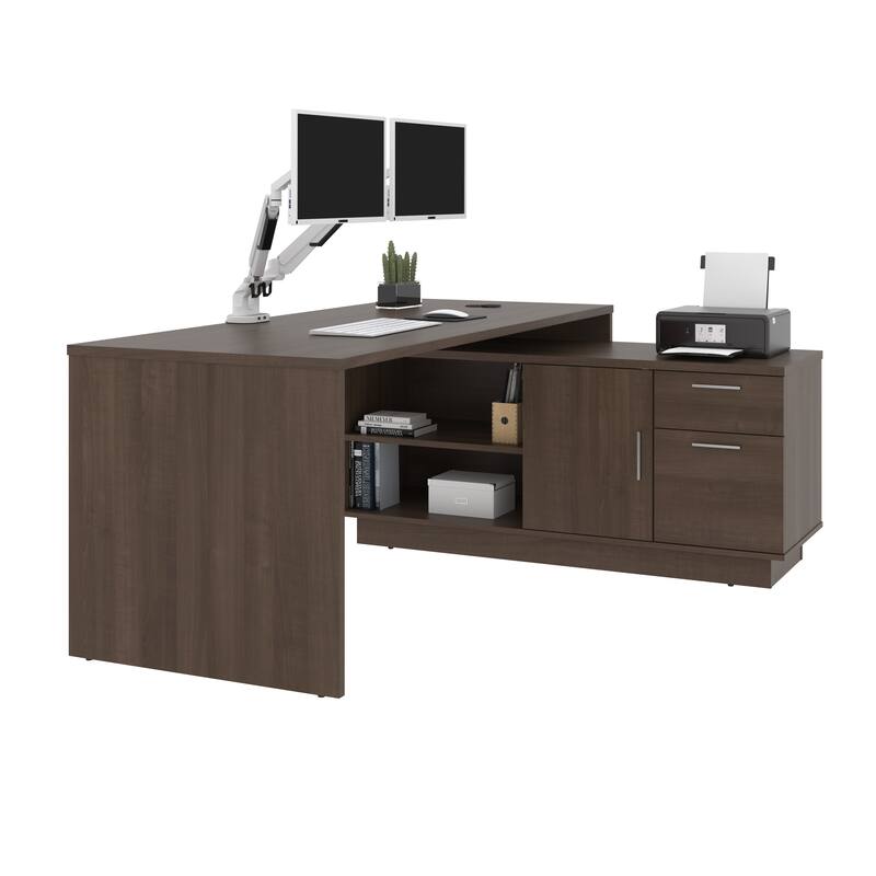 BESTAR Equinox 72W L-Shaped Desk with Monitor Arms