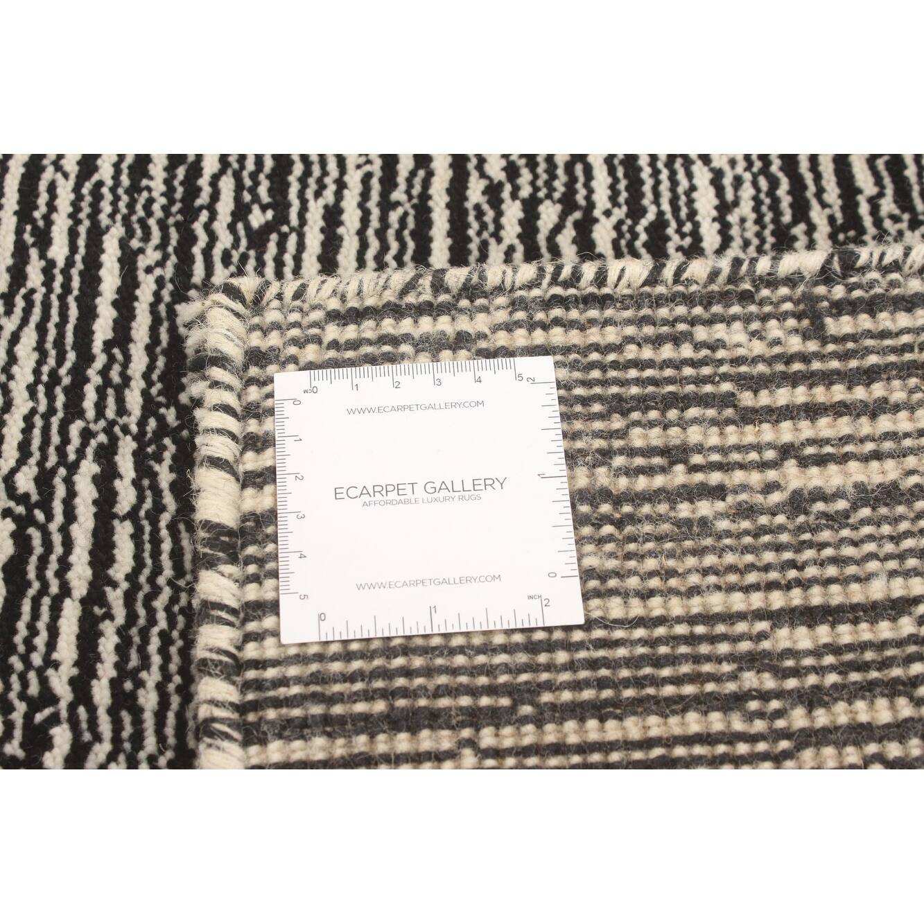 ECARPETGALLERY Hand Loomed Gabbeh Luribaft Black, White Wool Rug 4'1