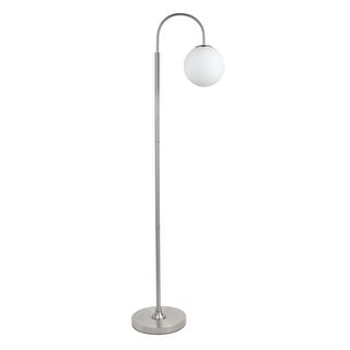 Floor Lamp Nickel Satin Steel Frosted White Shade Sleek Elegant Stainless Modern Floor Lamp Nickel Satin Steel Frosted White Shade Sleek Elegant Stainless Modern