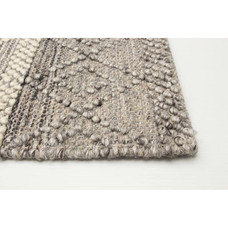 ECARPETGALLERY Braid weave Sienna Grey Wool Rug - 6'1 x 9'0