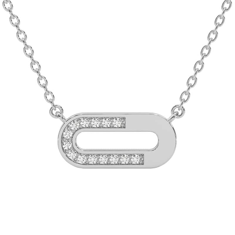 Diamond Paper Pendant Gold 18" Necklace Lab Grown 1/2" Wide