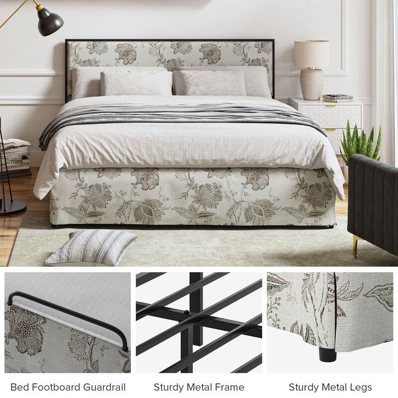 Oliver Modern Washable Slipcover Bed Upholstered Metal by HULALA HOME
