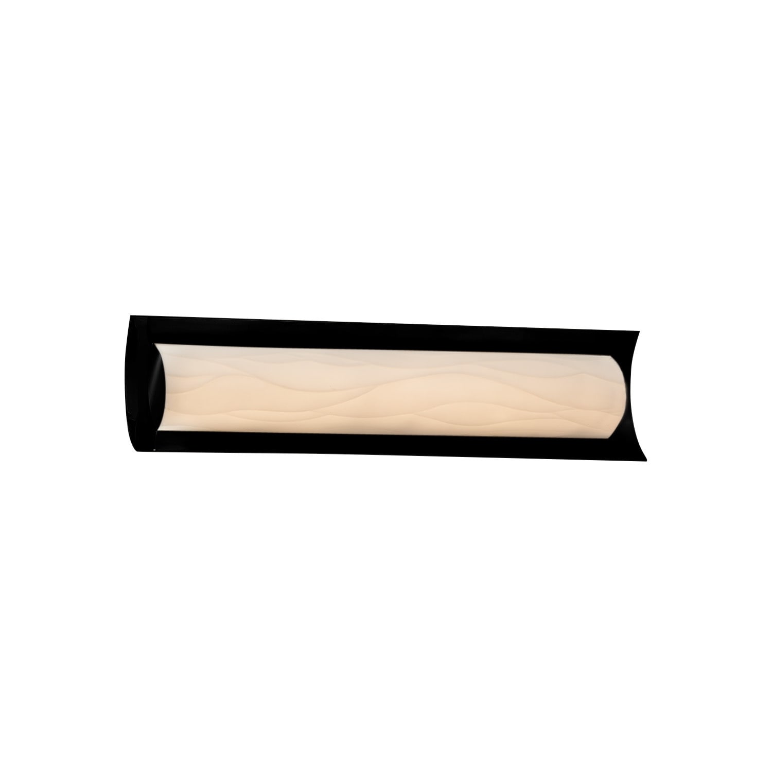 Justice Design Porcelina Lineate 22-inch Matte Black ADA LED Wall/ Bath Bar, Waves Shade
