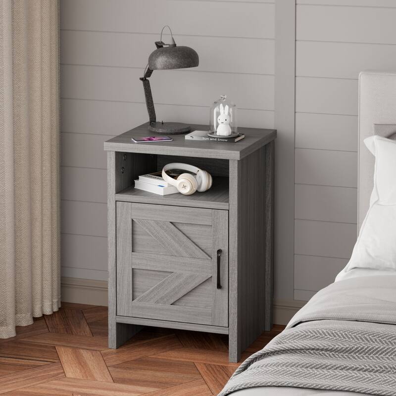 Furniwell Nightstand with Storage Shelves Side Table End Table for Bedroom Living Room