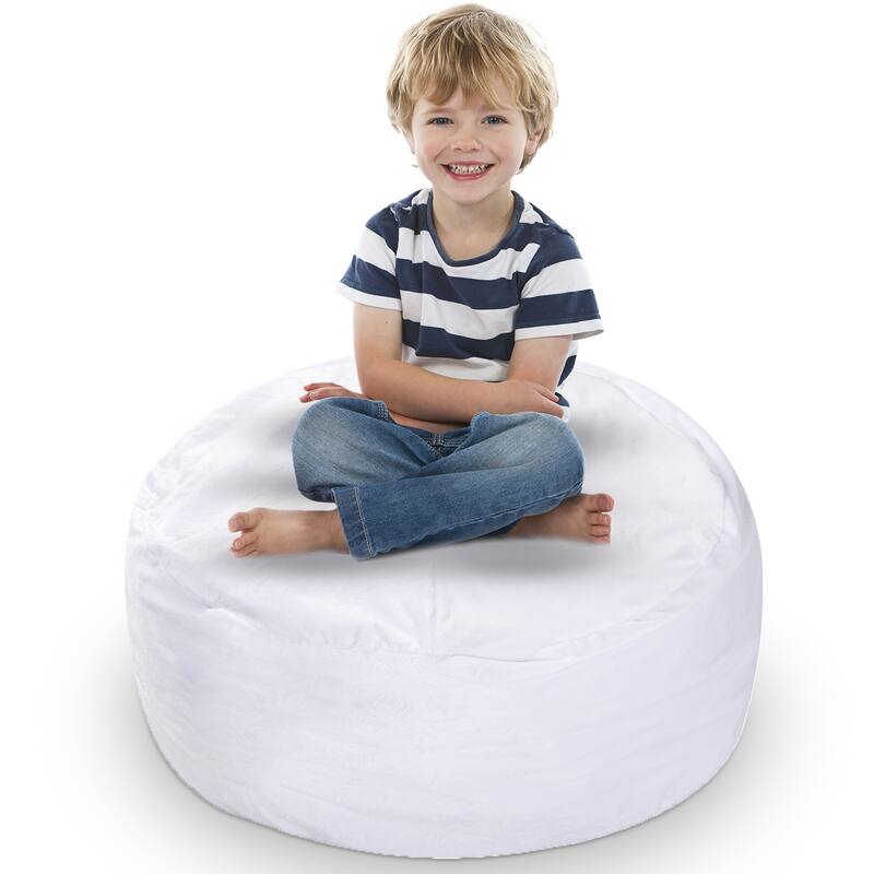 Cheer Collection Microplush Bean Bag and Stuffed Animal Storage Case - White