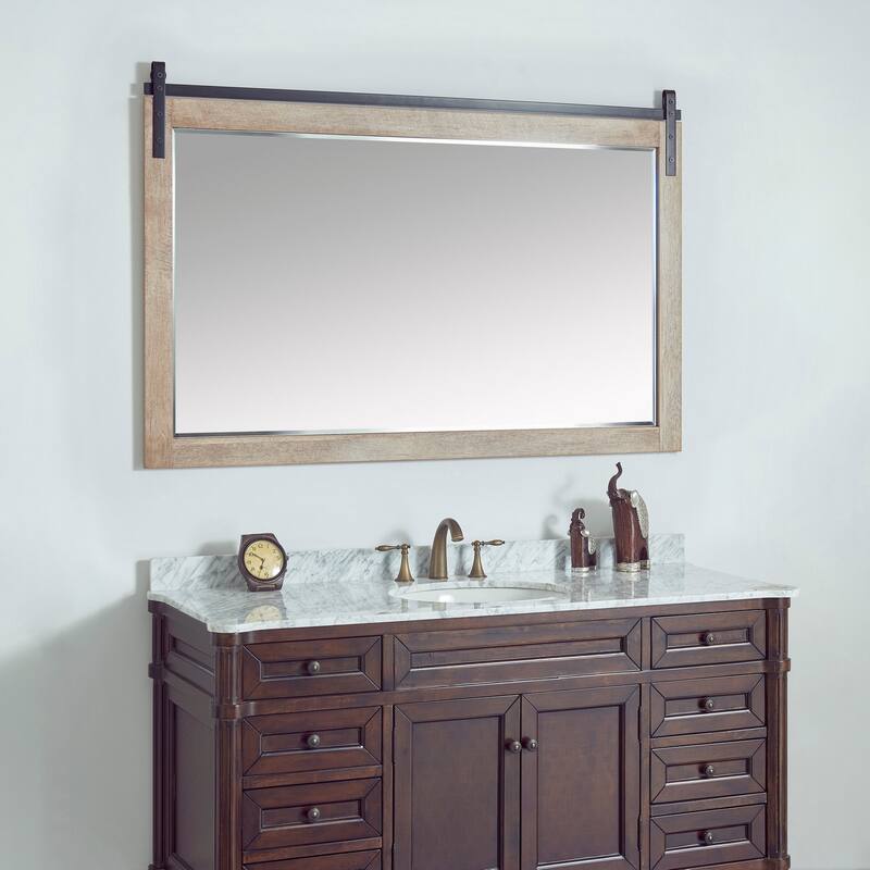Cortes 60" Bathroom Vanity Barndoor Wall Mirror in Logs