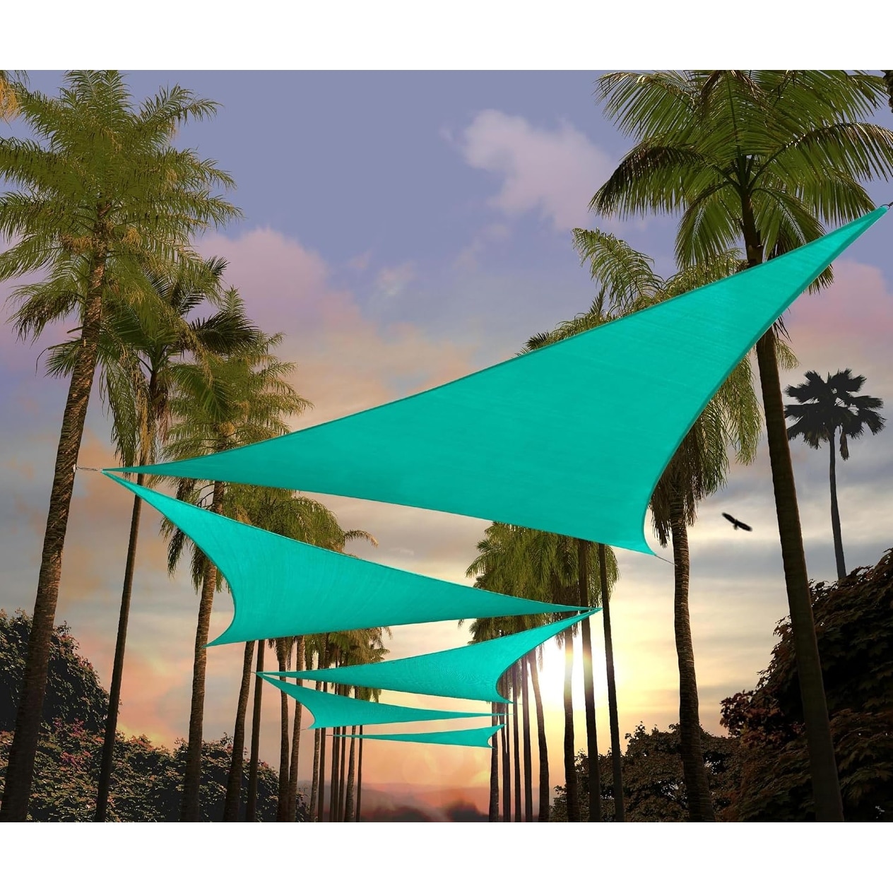 Custom 22' x 22' x 22' Triangle Sun Shade Sail, UPF50+, 95% UV Block, Water & Air Permeable, Commercial Grade Canopy