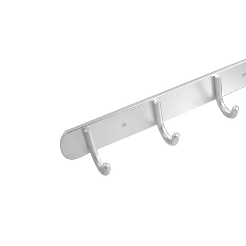 Home Aluminium Alloy 4 Hooks Handbag Clothes Towel Wall Hanger Hook - Silver Tone - 11" x 1.8" x 1.8"(L*W*H)