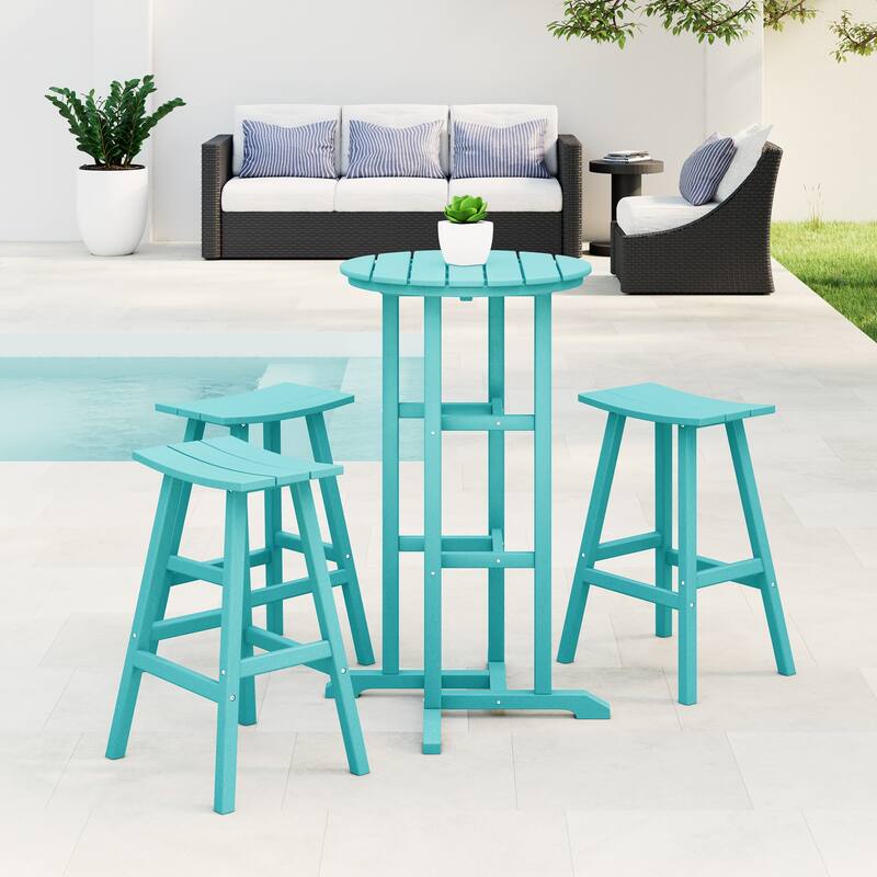 Laguna Hdpe All Weather Outdoor Patio Bistro Bar Set (4-Piece Set) - Turquoise
